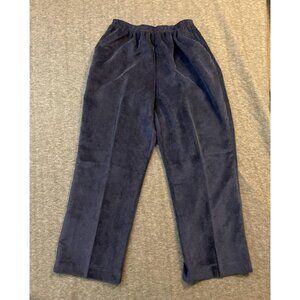 Alfred Dunner Pants Womens 16 Blue Corduroy Pull On Elastic Waist Pockets Casual